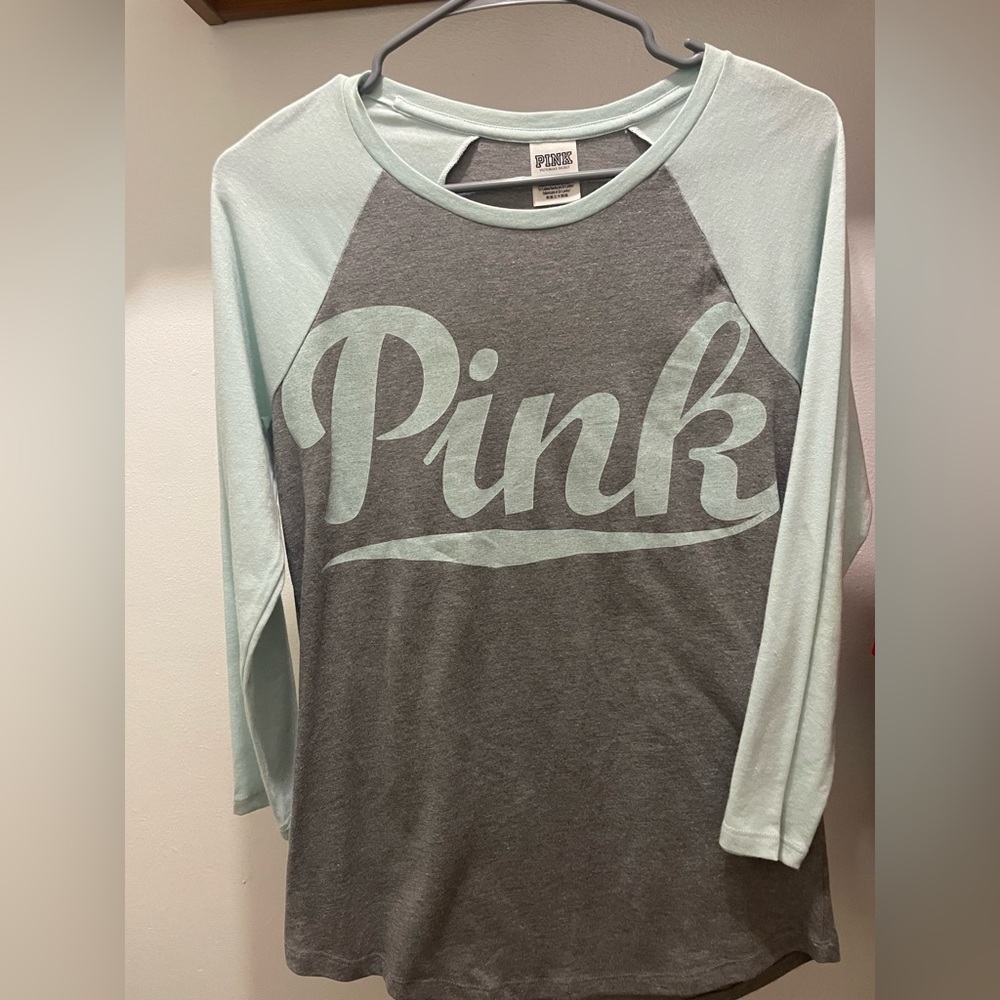 PINK Victoria's Secret Gray and Mint Tee